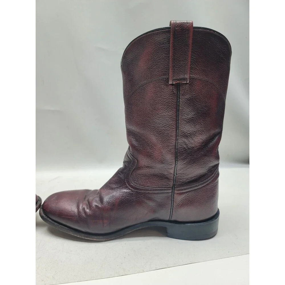 Dan Post Men's 9.5 D Oxblood Maroon Red Leather Cowboy Western Ropers Boots 6586